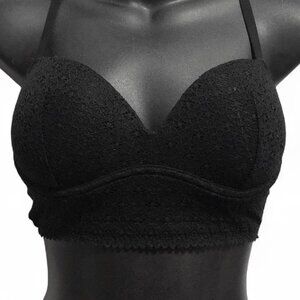 Victoria's Secret black lace racerback strapless padded bra Size 34B